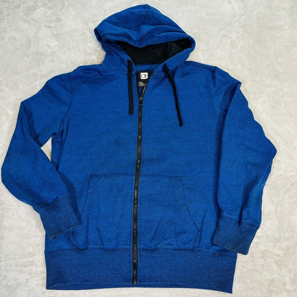 Vintage Ocean Pacific OP Blue Zip Up Jacket Mens Size Large Cotton Blend